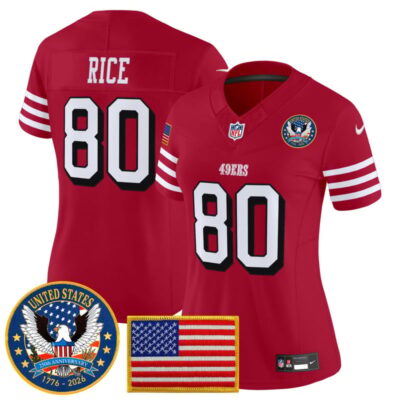 Women's San Francisco 49ers "United States 250th Anniversary Patch" Vapor Limited Jersey - Red / Jerry Rice