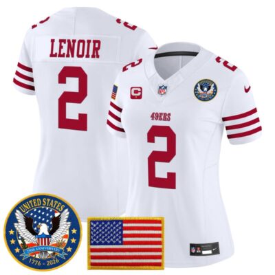 Women's San Francisco 49ers "United States 250th Anniversary Patch" Vapor Limited Jersey - White / Deommodore Lenoir
