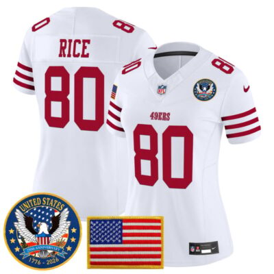 Women's San Francisco 49ers "United States 250th Anniversary Patch" Vapor Limited Jersey - White / Jerry Rice