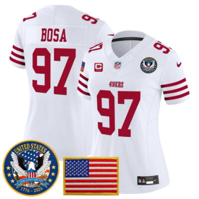 Women's San Francisco 49ers "United States 250th Anniversary Patch" Vapor Limited Jersey - White / Nick Bosa
