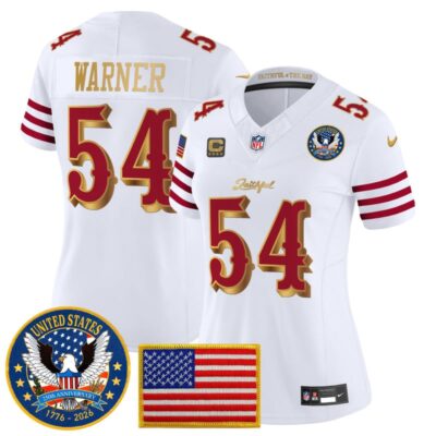 Women's San Francisco 49ers "United States 250th Anniversary Patch" Vapor Limited Jersey - White Rivalries / Fred Warner