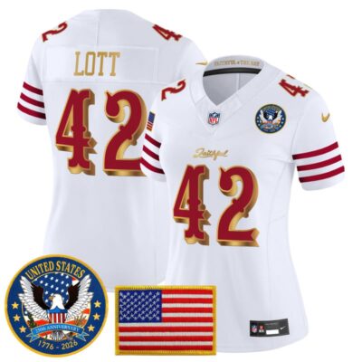 Women's San Francisco 49ers "United States 250th Anniversary Patch" Vapor Limited Jersey - White Rivalries / Ronnie Lott