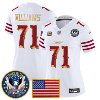 Women's San Francisco 49ers "United States 250th Anniversary Patch" Vapor Limited Jersey - White Rivalries / Trent Williams
