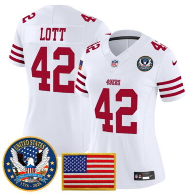 Women's San Francisco 49ers "United States 250th Anniversary Patch" Vapor Limited Jersey - White / Ronnie Lott