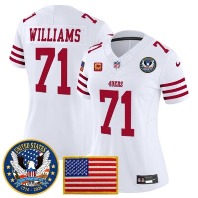 Women's San Francisco 49ers "United States 250th Anniversary Patch" Vapor Limited Jersey - White / Trent Williams