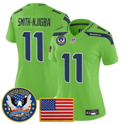 Women's Seattle Seahawks "United States 250th Anniversary Patch" Vapor Limited Jersey - Green / Smith-Njigba