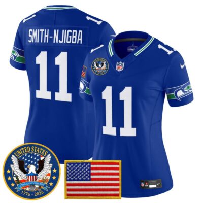 Women's Seattle Seahawks "United States 250th Anniversary Patch" Vapor Limited Jersey - Royal / Smith-Njigba