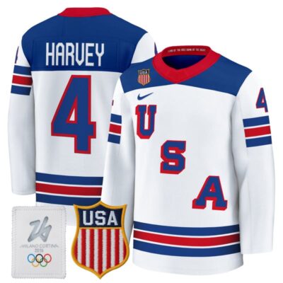 2026 USA Women's Olympic Gold Medalist Hockey Jersey - White / Caroline Harvey