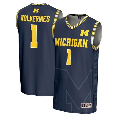 #1 Michigan Wolverines GameDay Greats Youth Icon Print Lightweight Basketball Fashion Jersey - Navy