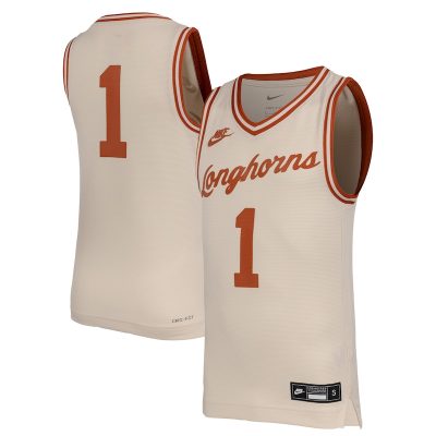 #1 Texas Longhorns Nike Youth Retro Replica Basketball Jersey - Natural