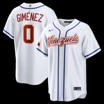 Andres Gimenez Venezuela Baseball 2026 World Baseball Classic Home Stadium Jersey - White