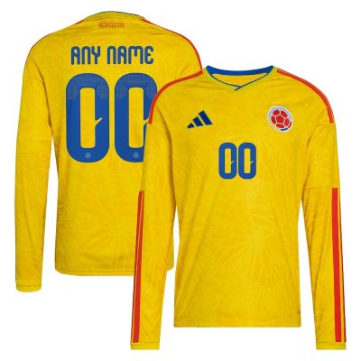 Colombia National Team World Cup 2026 Home Replica Long Sleeve Custom Jersey - Yellow