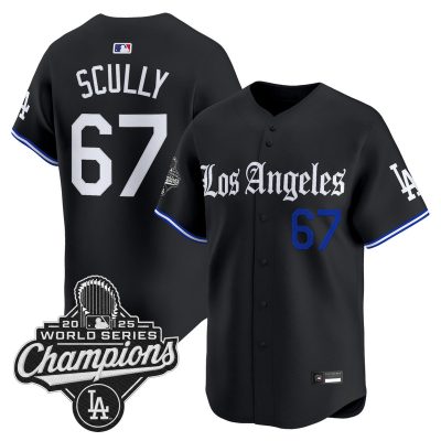 Los Angeles Dodgers "Gothic Edition" Vapor Premier Stitched Jersey -  Vin Scully