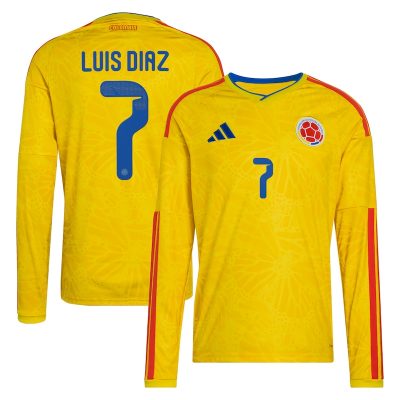 Luis Diaz Colombia National Team 2026 Home Replica Long Sleeve Jersey - Yellow