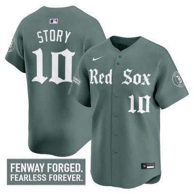 Men's Boston Red Sox 'Gothic Edition' Vapor Premier Stitched Jersey -  Green Monster / Trevor Story