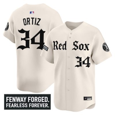 Men's Boston Red Sox 'Gothic Edition' Vapor Premier Stitched Jersey -  Retro Newspaper / David Ortiz