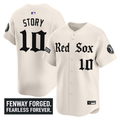 Men's Boston Red Sox 'Gothic Edition' Vapor Premier Stitched Jersey -  Retro Newspaper / Trevor Story