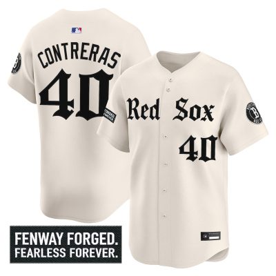Men's Boston Red Sox 'Gothic Edition' Vapor Premier Stitched Jersey -  Retro Newspaper / Willson Contreras