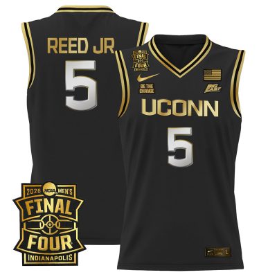 Men's UConn Huskies 2026 Final Four Patch Basketball Stitched Jersey - Black Gold / Tarris Reed Jr.