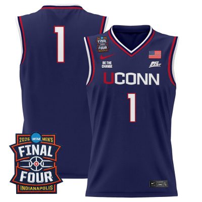 Men's UConn Huskies 2026 Final Four Patch Basketball Stitched Jersey - Navy / #1 Team