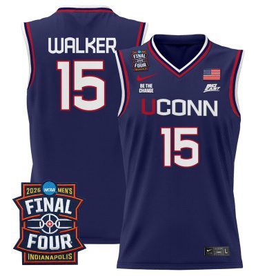Men's UConn Huskies 2026 Final Four Patch Basketball Stitched Jersey - Navy / Kemba Walker