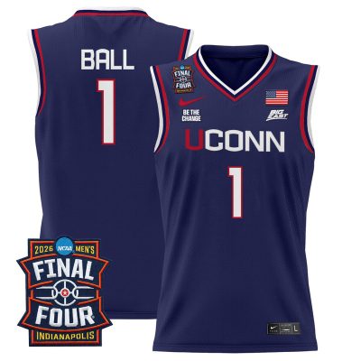 Men's UConn Huskies 2026 Final Four Patch Basketball Stitched Jersey - Navy / Solo Ball