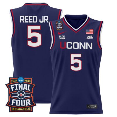 Men's UConn Huskies 2026 Final Four Patch Basketball Stitched Jersey - Navy / Tarris Reed Jr.