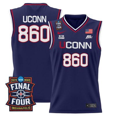 Men's UConn Huskies 2026 Final Four Patch Basketball Stitched Jersey - Navy / UConn 860