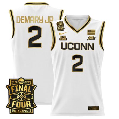 Men's UConn Huskies 2026 Final Four Patch Basketball Stitched Jersey - White Gold / Silas Demary Jr.