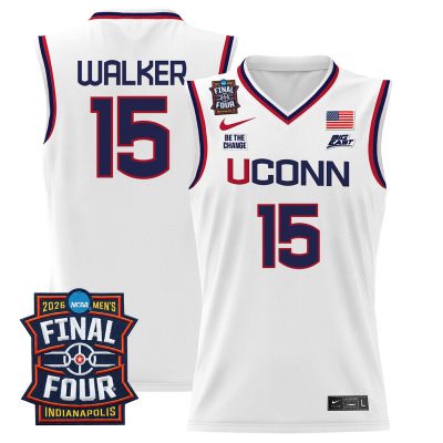 Men's UConn Huskies 2026 Final Four Patch Basketball Stitched Jersey - White / Kemba Walker