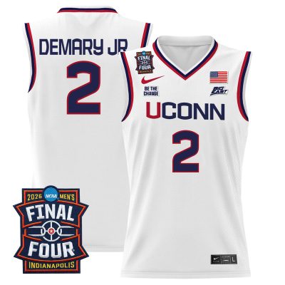 Men's UConn Huskies 2026 Final Four Patch Basketball Stitched Jersey - White / Silas Demary Jr.