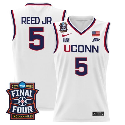 Men's UConn Huskies 2026 Final Four Patch Basketball Stitched Jersey - White / Tarris Reed Jr.