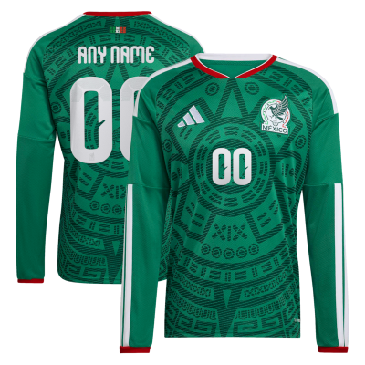 Mexico National Team 2026 Home Replica Long Sleeve Custom Jersey - Green