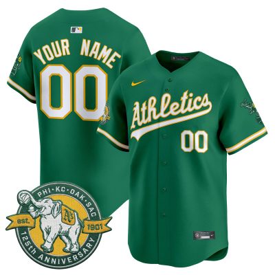 Oakland Athletics 125th Anniversary Patch Vapor Premier Limited Custom Stitched Jersey - Green