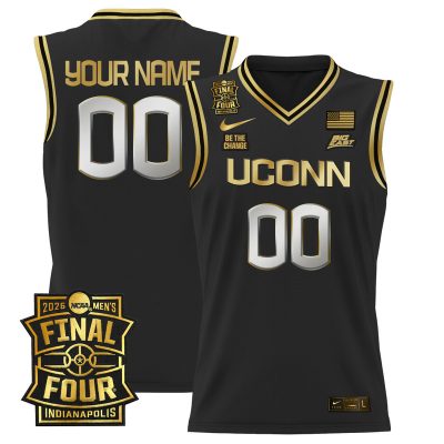 UConn Huskies 2026 Final Four Patch Custom Basketball Stitched Jersey - Black Gold
