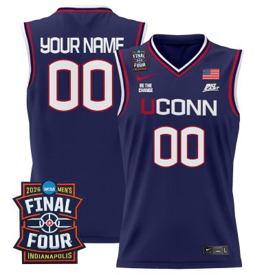 UConn Huskies 2026 Final Four Patch Custom Basketball Stitched Jersey - Navy