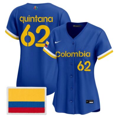 Women's Team Colombia 2026 World Baseball Classic Vapor Premier Stitched Jersey - 2023 Blue / Jose Quintana