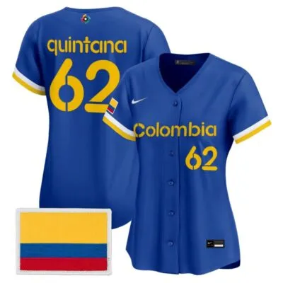 Women's Team Colombia 2026 World Baseball Classic Vapor Premier Stitched Jersey - 2023 Blue / Jose Quintana