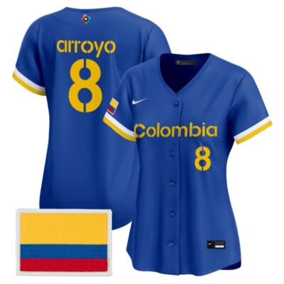 Women's Team Colombia 2026 World Baseball Classic Vapor Premier Stitched Jersey - 2023 Blue / Michael Arroyo