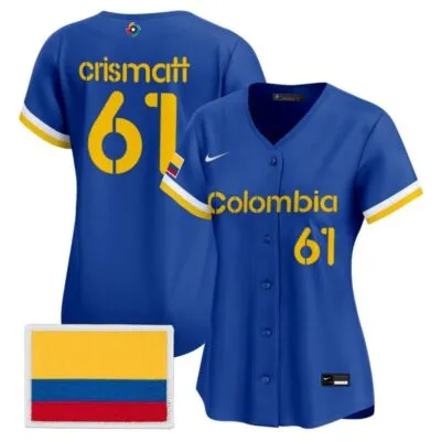 Women's Team Colombia 2026 World Baseball Classic Vapor Premier Stitched Jersey - 2023 Blue / Nabil Crismatt