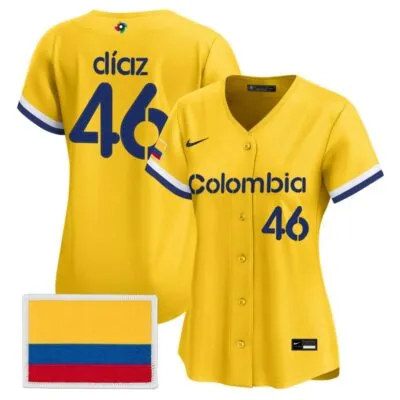 Women's Team Colombia 2026 World Baseball Classic Vapor Premier Stitched Jersey - 2023 Yellow / Elias Diaz