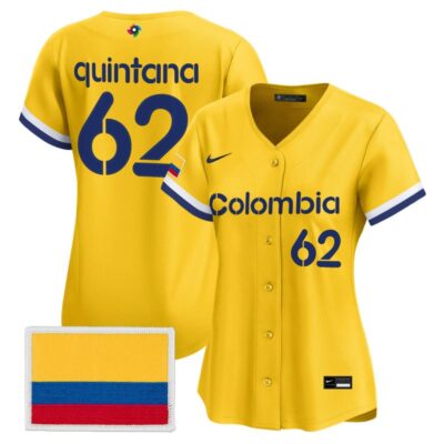 Women's Team Colombia 2026 World Baseball Classic Vapor Premier Stitched Jersey - 2023 Yellow / Jose Quintana