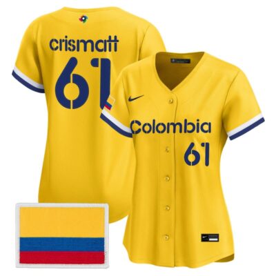 Women's Team Colombia 2026 World Baseball Classic Vapor Premier Stitched Jersey - 2023 Yellow / Nabil Crismatt