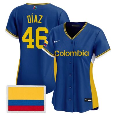 Women's Team Colombia 2026 World Baseball Classic Vapor Premier Stitched Jersey - 2026 Royal / Elias Diaz