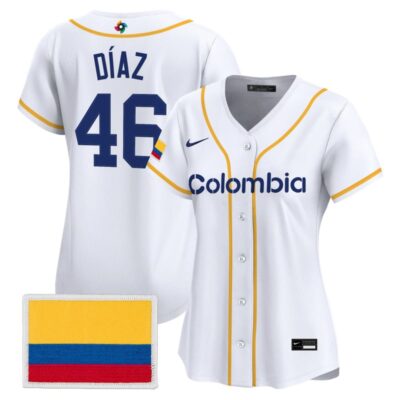 Women's Team Colombia 2026 World Baseball Classic Vapor Premier Stitched Jersey - 2026 White / Elias Diaz