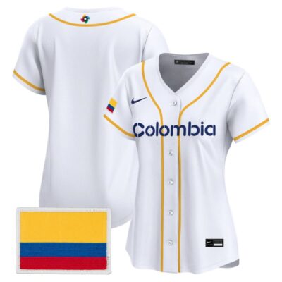 Women's Team Colombia 2026 World Baseball Classic Vapor Premier Stitched Jersey - 2026 White / Team