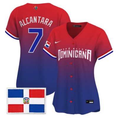 Women's Team Dominican Republic World Baseball Classic Vapor Premier Stitched Jersey - 2026 Roster - Red / Sandy Alcantara