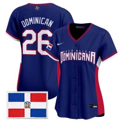 Women's Team Dominican Republic World Baseball Classic Vapor Premier Stitched Jersey - 2026 Roster - Royal / #26 Dominican
