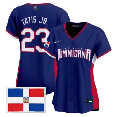 Women's Team Dominican Republic World Baseball Classic Vapor Premier Stitched Jersey - 2026 Roster - Royal / Fernando Tatis Jr.