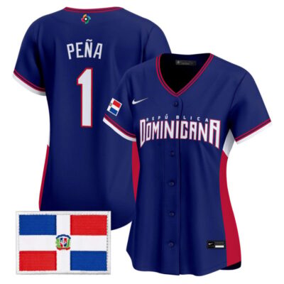 Women's Team Dominican Republic World Baseball Classic Vapor Premier Stitched Jersey - 2026 Roster - Royal / Jeremy Pena